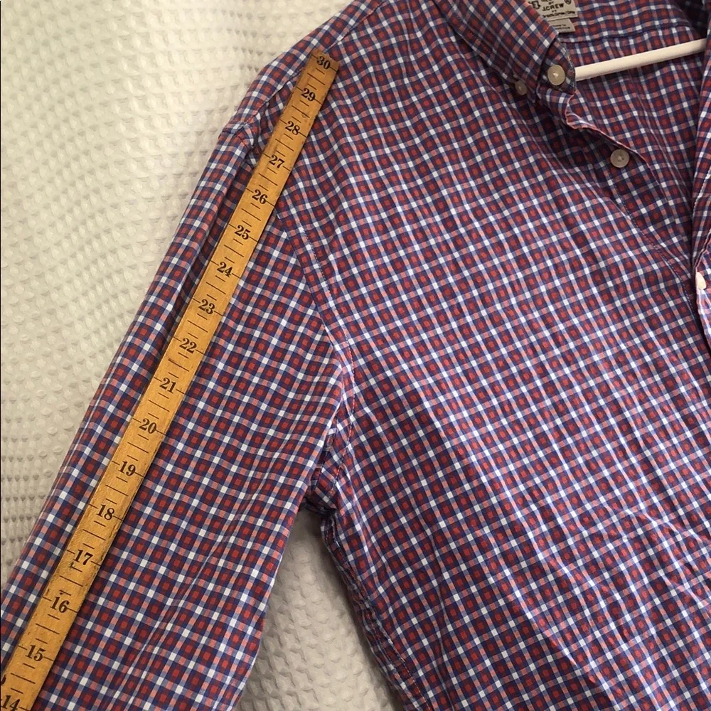 💙J. CREW Men's Casual Blue and Red Checkered Shirt Preppy